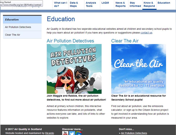 Scottish Air Quality Website Education 1